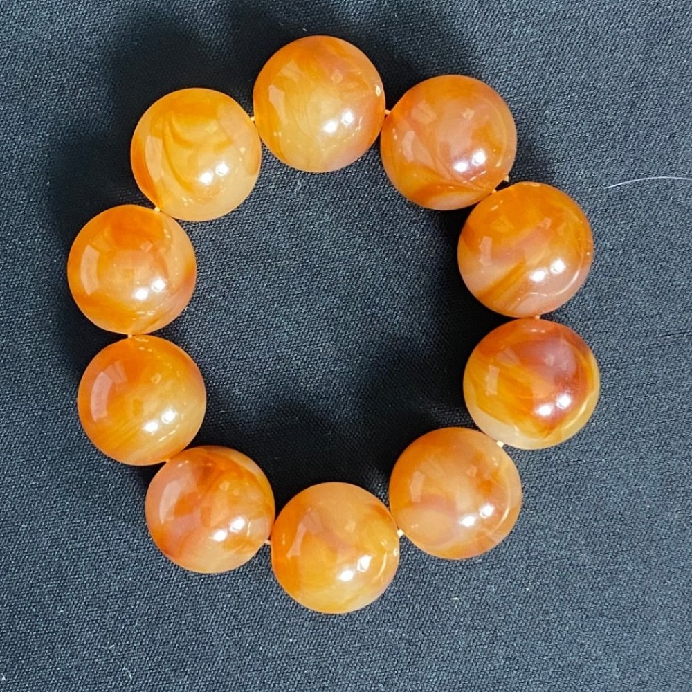 Orange Carnelian Gemstone Beaded Stretch Bracelet for Women